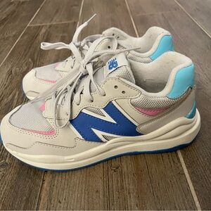 New Balance Kids Sneakers in Blue, Pink, and White